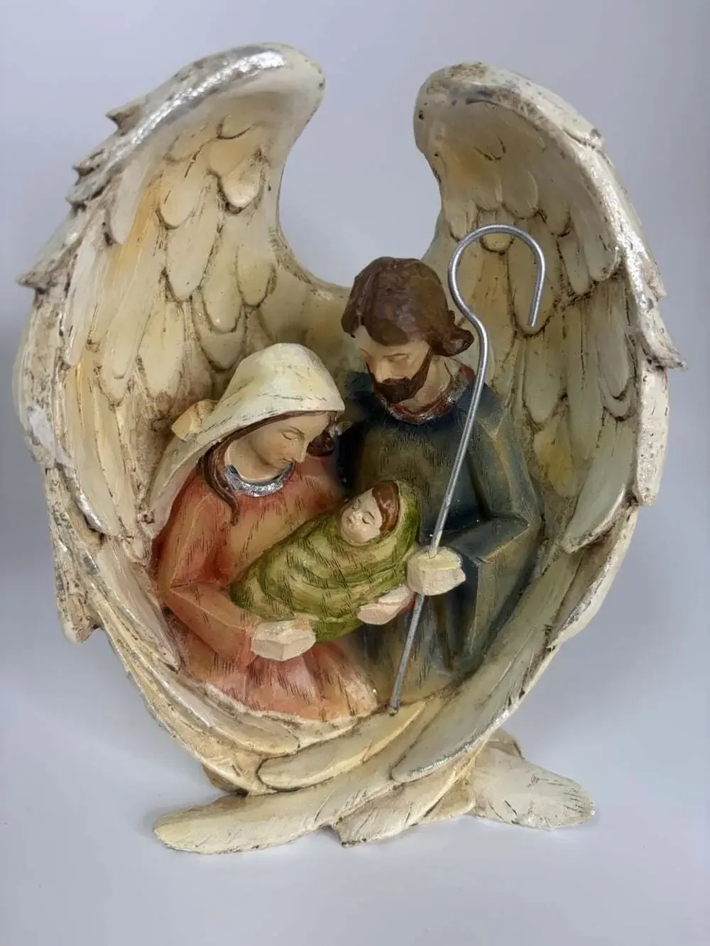 Angel Wings Holy Nativity Scene 6.25”x5”Resin, Christmas, Baby Jesus